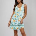 thumbnail image 4 of Ovzne Robes d'Été pour Femmes 2025 Robe pour Femme Robe Décontractée et à la Mode pour Femmes Imprimée Col Rond Sans Manches avec Poche Robe Courte Décontractée Robe Grande Taille Imprimée Liquidation, 4 of 7