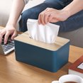 thumbnail image 3 of Wood Tissue Box Cover for Disposable Paper Facial Tissues, Wooden Rectangular Tissue Box Holder, 3 of 5