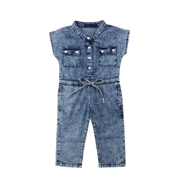 Bébé Enfant Bébé Fille en Jean Combinaison Denim Harem Pantalons Tenues Poches