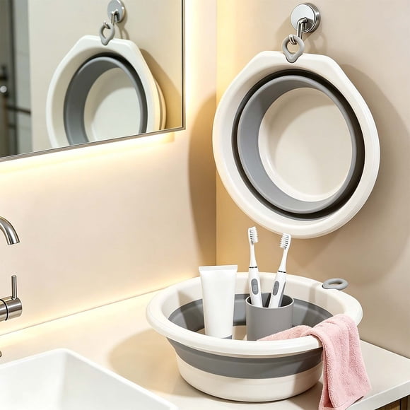 TTJ Collapsibles Dishs Basin Wash Basin Foldable Travel Sink Portable Foldable Basin for Home Laundry Face Washing Necessary for Dorms Students Wall Mounted Multifunctional Washing Bowl