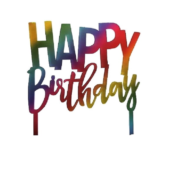 FantastikParty Rainbow <<Happy Birthday>> Acrylic Cake Topper, 1 Pc Double-Sided. Birthday Decoration for Children and Adults