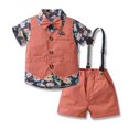 thumbnail image 2 of Birdeem Boys Short Sleeve Printing Shirts&Strap Shorts&Vest Three-Piece Set,Photography Performance Set, 2 of 9