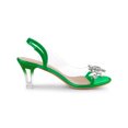 thumbnail image 3 of BLISSFUL STEP Women's Flower Rhinestone Slingback Clear Mid Heel Slip On Sandals Grass Green 9.5, 3 of 7