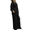 thumbnail image 1 of GDREDA Womens Cotton Linen Set 2 Piece Outfits Summer Button Down Shirt Wide Leg Pants Matching Sets Black,XXL, 1 of 5
