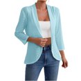 thumbnail image 2 of Frostluinai Womens Cardigans 3/4 Sleeve Hollow Out Eyelet Cardigans Open Front Solid Lightweight Cardigans Casual Draped Ruffle Cardigans, 2 of 9