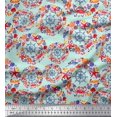 thumbnail image 1 of Soimoi Green Rayon Fabric Ship Wheel,Starfish & Seashell Ocean Decor Fabric Printed Yard 42 Inch Wide, 1 of 1
