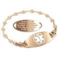 thumbnail image 1 of MedicEngraved Rose Gold Stainless Steel Custom Medical Alert Bracelet - 5mm Heart Link, 1 of 7