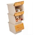 thumbnail image 1 of Costway 3 Pcs Bacs de Rangement sur Roulettes avec Couvercle Qui Reste Ouvert pour Cuisine Chambre Buanderie Garde-Robe Blanc + Naturel, 1 of 9