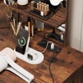 thumbnail image 4 of Corner Vanity and Stool, Corner Vanity Desk with Mirror and Lights, Corner Makeup Vanity with Power Outlet, 3 Color & Brightness Adjustable Light, 4 of 6