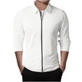 thumbnail image 1 of RXIRUCGD Men's Solid Color Design With Zippered Pockets Long Sleeved Hooded Casual Jacket, White, Size: L, 1 of 5