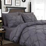 3-Piece Duvet Cover with Matching Sham, Pinch Pleat Design, All Season Suitable Comforter Cover, Full/Queen, Gray