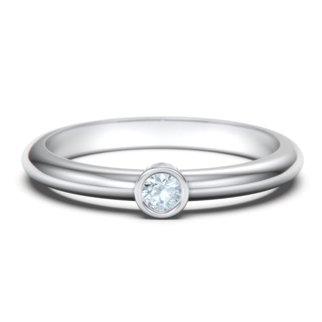 Classic Bezel Set Birthstone Ring - Aquamarine (March)