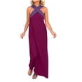 thumbnail image 1 of Robes à Encolure Croisée pour Femmes Sans Manches à Blocs de Couleur Robes Maxi Amples Décontractées de Vacances Longue Robe Violet, TG, 1 of 7