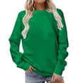thumbnail image 1 of Dagegui Hauts Grande Taille pour Femmes Manches Longues Col Rond T-Shirt Couleur Unie Quotidien Tunique Chandail Vert Armée TTTTG, 1 of 5