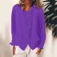 thumbnail image 1 of RXIRUCGD Chemise à Manches Longues en Coton et Lin pour Femme, Chemise à Col Rond Unie à la Mode, Chemise/chemise à Manches Longues à Col Rond pour Femme, Violet, Taille : M, 1 of 6