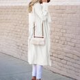 thumbnail image 3 of GDREDA Womens Classic Coat Lapel Collar Open Front Belted Long Jacket White,M, 3 of 7
