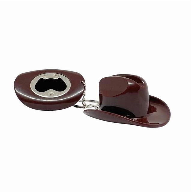 Bottle Opener with Western Cowboy Hat Keychain, 2-Piece Set, Portable for Beer and Themed Parties