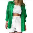 thumbnail image 1 of Timegard Tops for Women Lapel Neck Long Sleeve Button up Shirts Solid Color Fall Casual Loose Blouse, 1 of 4