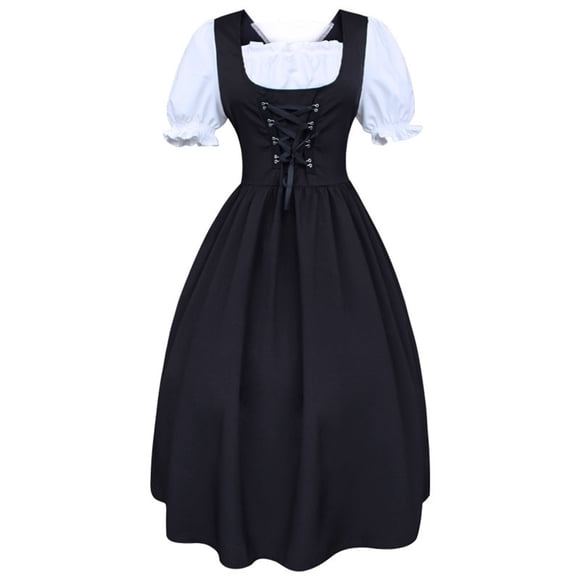 Product Category Dirndl Ensemble for Women Midi Dirndl Dress with Short Sleeves Dress Stage Wear White Long Dress Complete Set for Oktoberfest Rockabilly Prom Dress