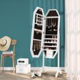 thumbnail image 2 of Costway Standing Jewelry Cabinet Armoire Organizer LED Light Mirror Lockable White, 2 of 10