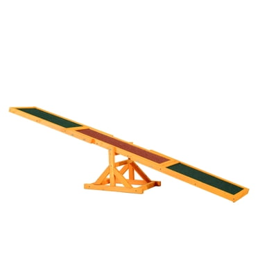 PawHut Wooden Dog Seesaw Pet Agility Equipment for Obedience Training Grey