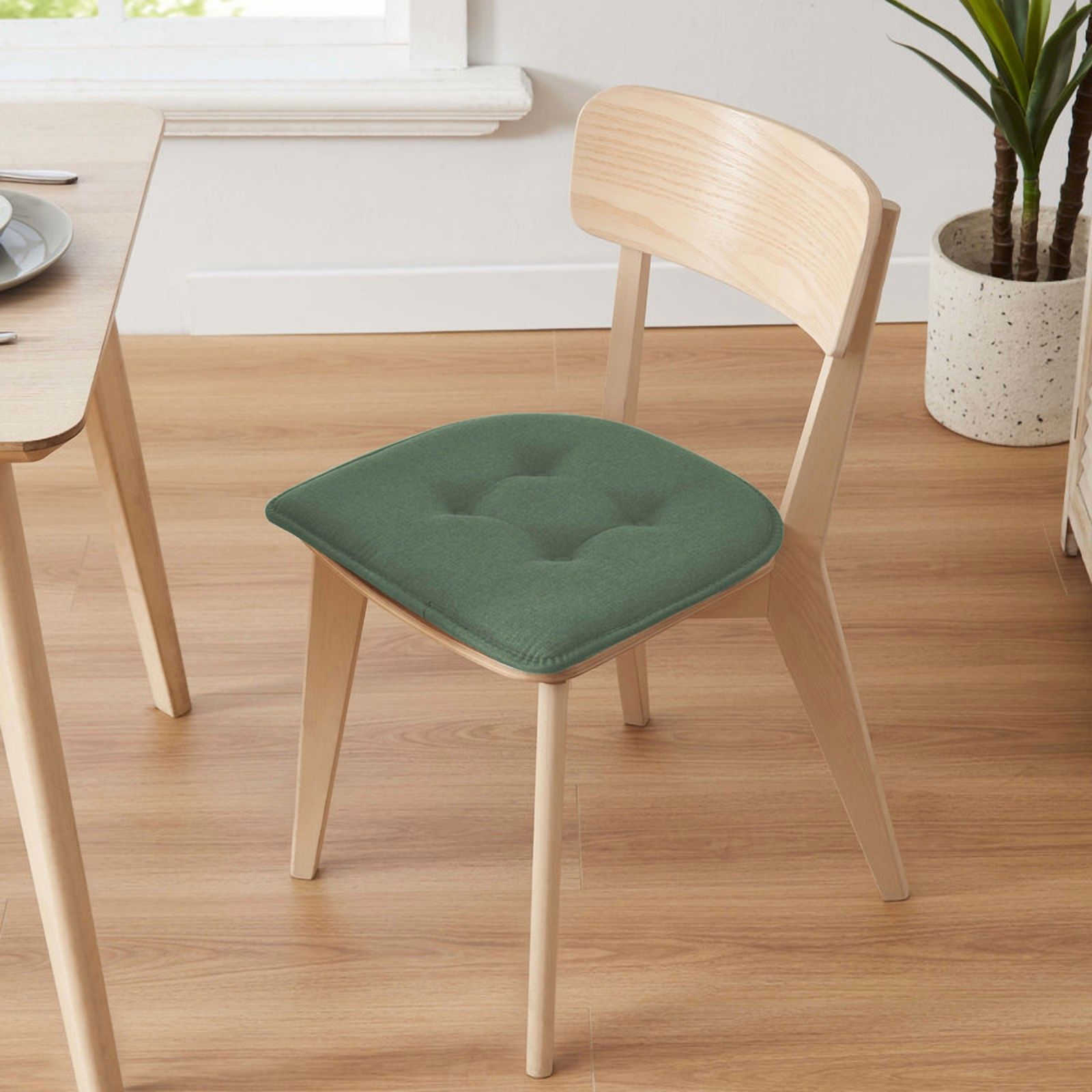 Coussins de chaise en mousse à mémoire de forme en forme de U, capitonnés et antidérapants, pour chaises de bureau et de cuisine, ensemble de 6, vert