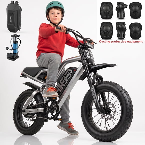 HiKeep Vélo Électrique pour Adolescents, Moto hors Route 750W 1500W Crête, Batterie 48V 15Ah Vélo Électrique, Vélo de Montagne Électrique 25MPH, Pneu Grand 16x3.0, UL2849