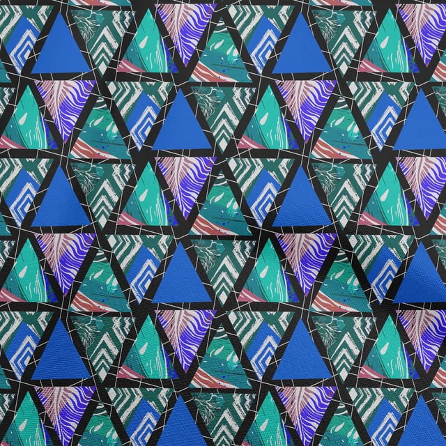 oneOone Polyester Spandex Blue Fabric Geometric Tropical Texture Sewing Craft Projects Fabric Prints By Yard 56 Inch Wide