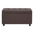 thumbnail image 3 of SIMPLIHOME Cosmopolitan 34 inch Wide Rectangle Lift Top Storage Ottoman in Upholstered Chocolate Brown Tufted Faux Leather, Footrest Stool, Coffee Table for the Living Room, Bedroom and Kids Room, 3 of 8