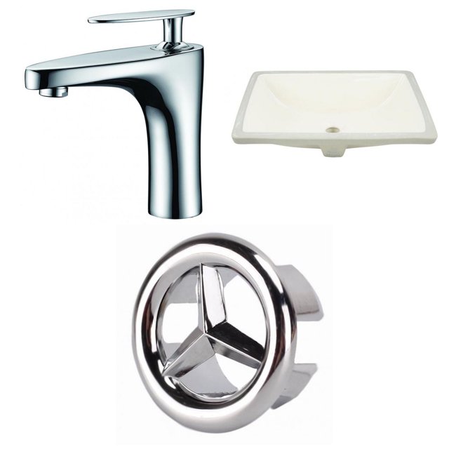 American Imaginations 20.75-in. W CSA Rectangle Bathroom Undermount Sink Set In Biscuit - Chrome Hardware AI-26968