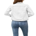thumbnail image 3 of Veste en Denim Unie pour Femmes, Décontractée, à Manches Longues, Boutonnée, 3 of 8