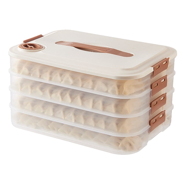 Birdeem 1-4 Layer Food Storage Container Transparent Food Preservation Box for Kitchen and Refrigerator Dumpling Box Well Sealed