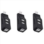 3X 4 Port USB Hub, Mini USB 2.0 Data Hub Splitter Small Portable, for PC, Laptop, Notebook PC, XPS,,3 x 4 Port USB Hub,black