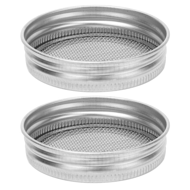2Pcs Seed Sprouting Jar Filter Lids Stainless Steel Germination Accessory for Regular Mouth Jars70mm / 2.8in