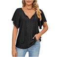thumbnail image 1 of EQWLJWE Hauts à Col en V pour Femmes Mode pour Femmes Manches Courtes Rétro Col Rond Imprimé de Pâques Hauts Amples Blouse Manches Trois Quarts Hauts d'Été pour Femmes 2023, 1 of 9