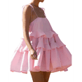 thumbnail image 3 of Womens Summer Dress Adjustable Spaghetti Strap Sleeveless Flowy Mini Short Dresses Pink L, 3 of 8