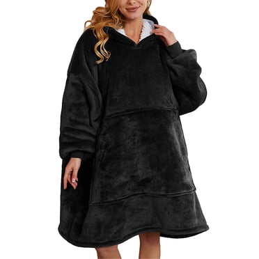 Indoor Outdoor Use Wearable Blanket, Cozy Gift For Friends With Elastic Cuffs At Sleeve Ends, Soft Microfiber Hooded Blanket For Ultra Warm Comfort, Oversized Sherpa Blanket