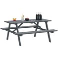 thumbnail image 1 of Outsunny Wood Picnic Table Set with Built-in Benches Umbrella Hole Grey, 1 of 10