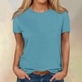 thumbnail image 1 of AherBiu Plus Size Womens T Shirts Crew Neck Loose Fitting Tshirts Casual Short Sleeve Solid Color Basic Tees, 1 of 5