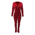 thumbnail image 2 of Honganda Slim Pleated Zipper Hooded Top and Pants Two-piece Suit, 2 of 6