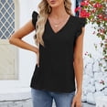 thumbnail image 2 of Timegard Womens Summer Tops Ruffle Cap Sleeve V-Neck Solid Color Comfy Lightweight Blouse Casual Loose Tops, 2 of 5