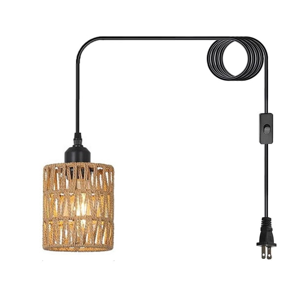 Hanging Lamps For Bedrooms Dining Room Kitchen Island Guesthouse Hemp Rope Brown Ceiling Bathroom Light Fixtures Boho Hanging Lamp