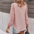thumbnail image 4 of IROINID Discount Womens Long Sleeve V-Neck Shirts Summer Solid Color Chiffon Tops,Pink, 4 of 8