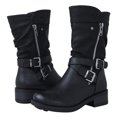 thumbnail image 1 of EGNMCR Bottes d'Hiver pour Femmes Femmes Chaussures Rétro à Semelle Plate Décontractées Grande Taille à Enfiler Chaussures à Double Fermeture Éclair, 1 of 4