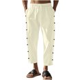 thumbnail image 2 of FcBaudy Full Length Pants Men's Casual Holiday Pocket Drawstring Solid Color Elastic Waist Cropped Pants Men Pants, 2 of 4