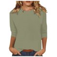 thumbnail image 1 of Été Femmes 3 Manches Longues Femmes Chandail de Course 4 Manches Col Rond Chandails à Manches Longues Haut Ample Imprimé Floral sous Sarrau Femmes Chandails à Manches Longues T-Shirts Tunique Décontractée en Lin T-Shirt Blouse, 1 of 4