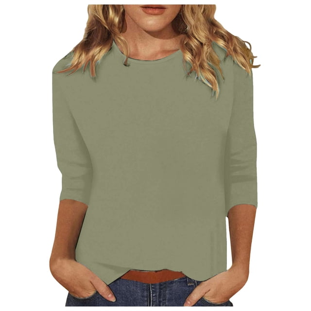 Été Femmes 3 Manches Longues Femmes Chandail de Course 4 Manches Col Rond Chandails à Manches Longues Haut Ample Imprimé Floral sous Sarrau Femmes Chandails à Manches Longues T-Shirts Tunique Décontractée en Lin T-Shirt Blouse