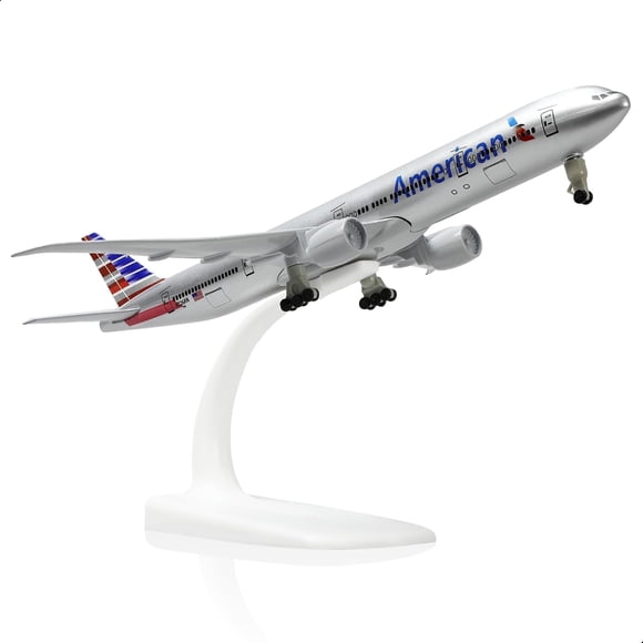 NUOTIE 1/300 American 777 Diecast Metal Airplane Model Kits for Boeing 777 Airlines Model Plane with Display Stand (7.5-inch L) for Adult Aviation AA Plane Models Gifts or Desktop Decorations