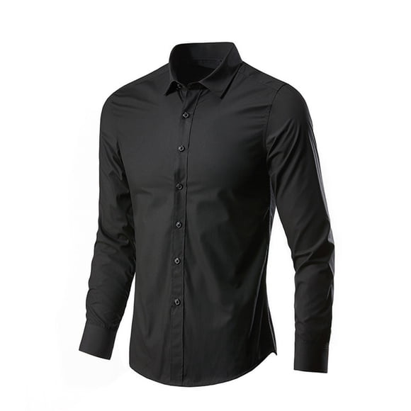 Men Shirts Long Sleeve Men's Dress Shirts Big and Tall Long Sleeve Dress Shirt Untucked Dress Shirts for Men Man Dress Shirt Black M