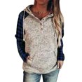 thumbnail image 1 of MAWCLOS Ladies Hoodies Button Dwon Pullover Drawstring Sweatshirt Casual Kangaroo Pocket Long Sleeve Hooded Tops Blue S, 1 of 2